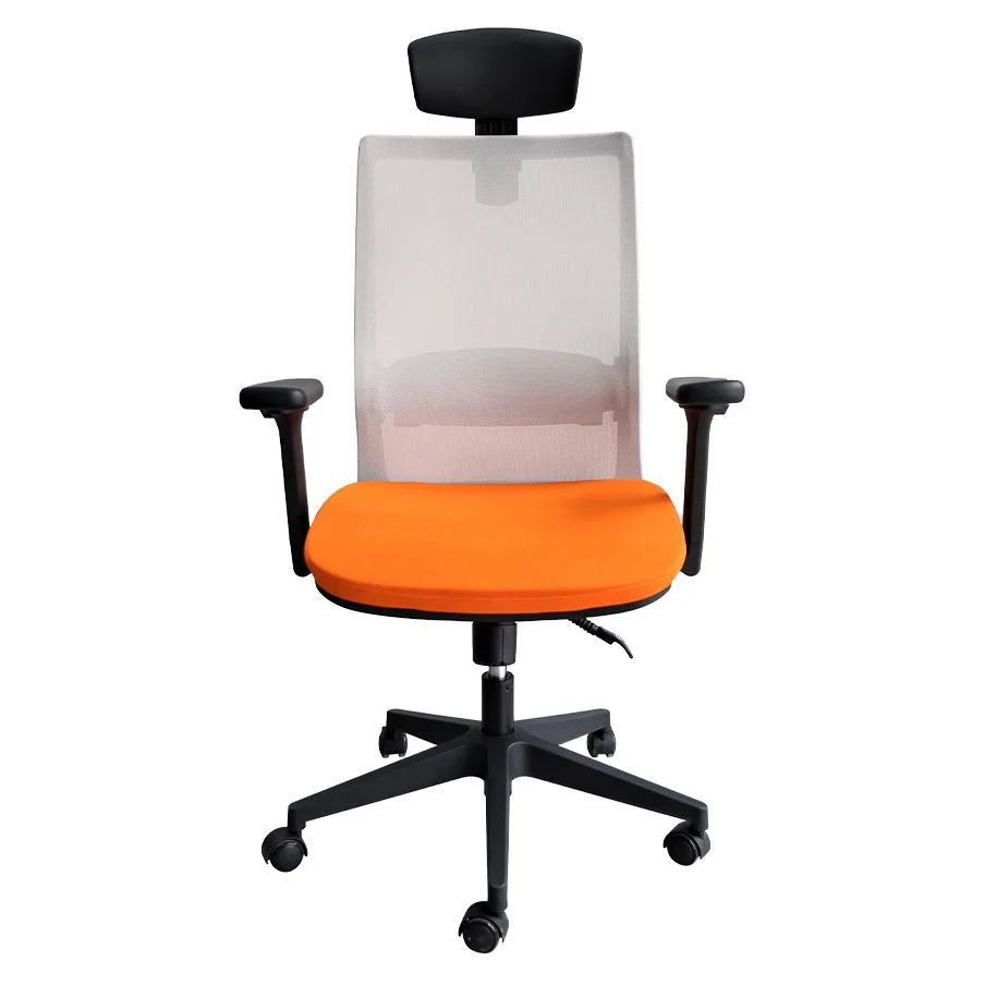 Chaise moderne avec accoudoirs inclus et roulettes, chaise de bureau en maille à dossier moyen, orange Clearhalo