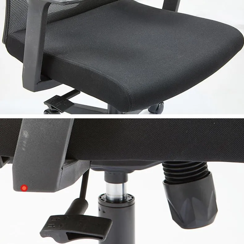 Chaise moderne à bras fixes avec roulettes, chaise de travail à dossier moyen, chaise de bureau en maille Clearhalo