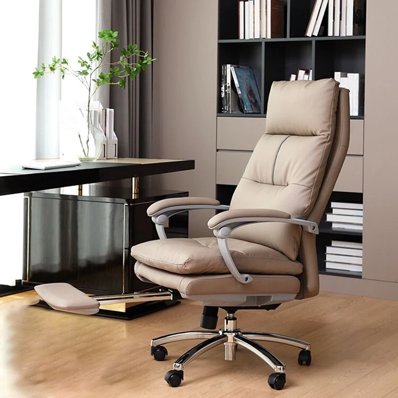 Chaise moderne en cuir, chaise pivotante à hauteur de siège réglable avec roulettes Clearhalo