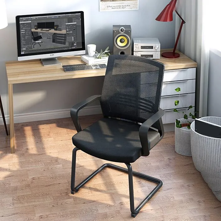 Chaise moderne sans roues, bras fixes, chaise de bureau rembourrée sans détresse Clearhalo