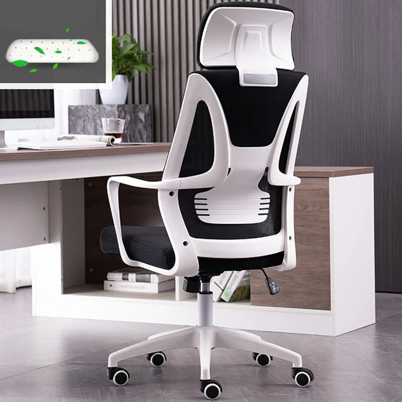Chaise moderne, siège réglable en hauteur, bras fixes, chaise pivotante avec roulettes Clearhalo