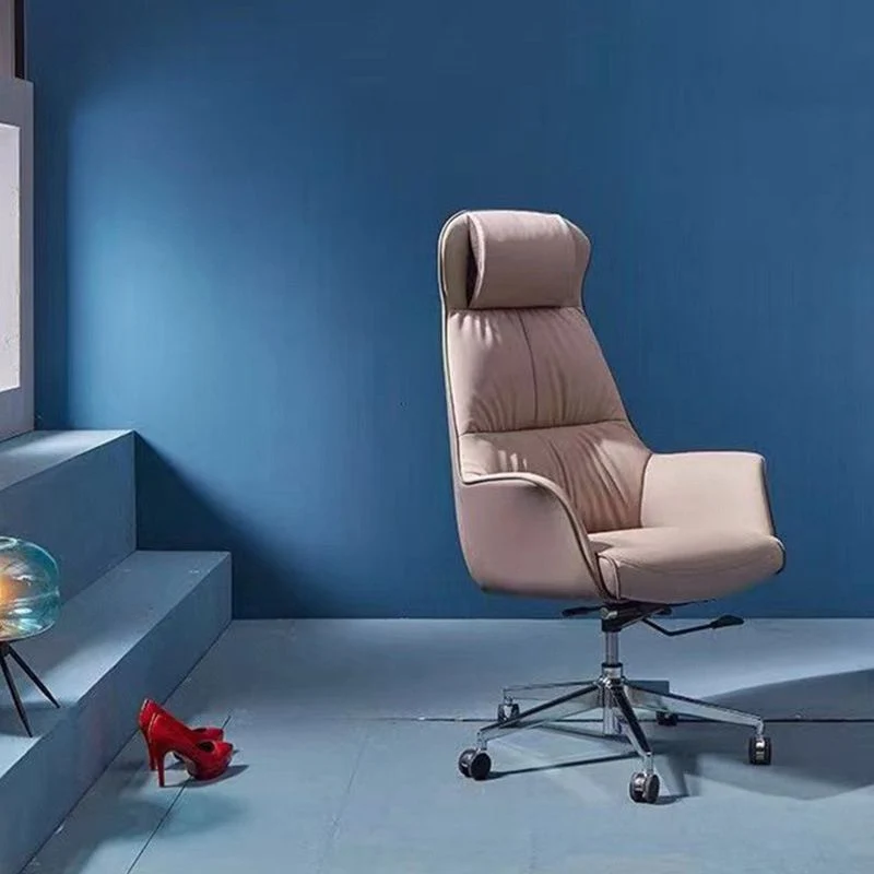 Chaise pivotante contemporaine à dossier haut en cuir, chaise de bureau à domicile Clearhalo