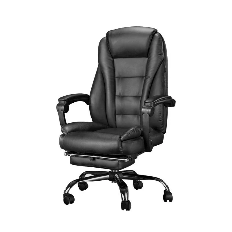 Chaise pivotante contemporaine en simili cuir, cadre noir, bras fixes, chaise de bureau Clearhalo