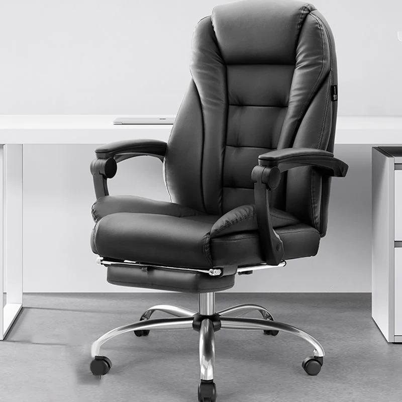 Chaise pivotante contemporaine en simili cuir, cadre noir, bras fixes, chaise de bureau Clearhalo