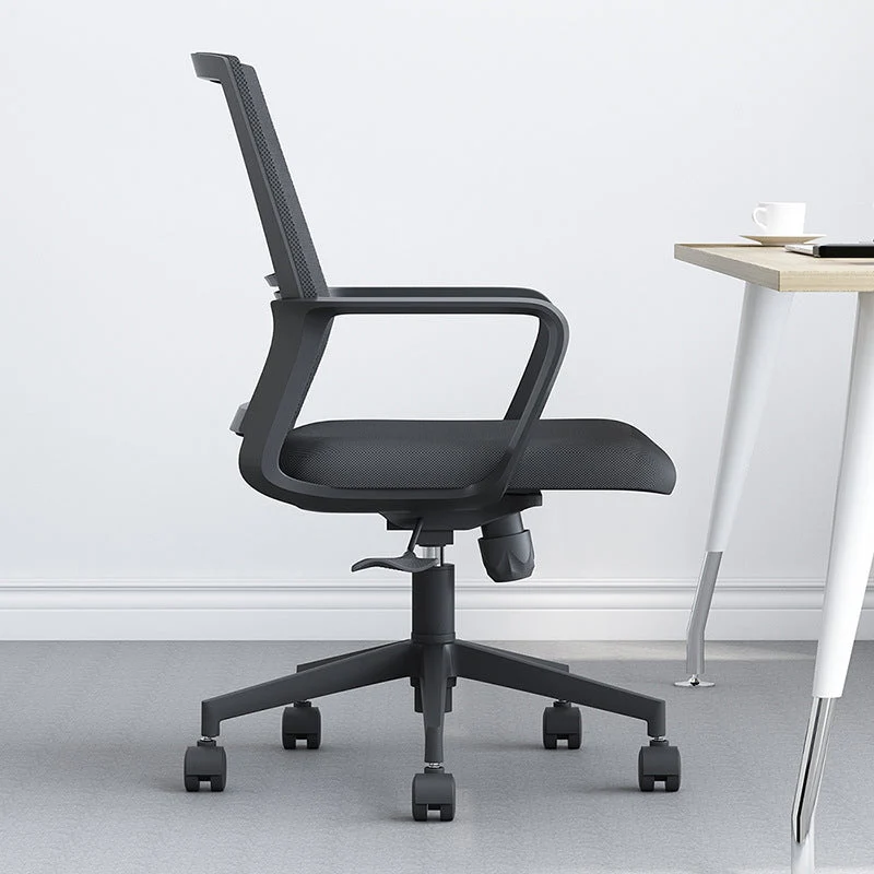 Chaise pivotante contemporaine en tissu à dossier haut avec accoudoirs en noir Clearhalo