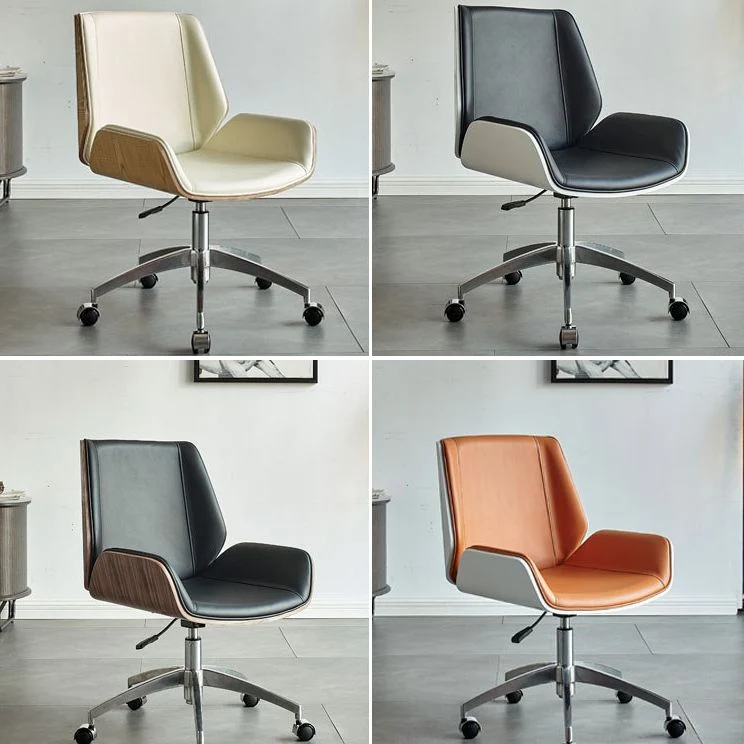 Chaise pivotante en cuir moderne, sans accoudoirs, hauteur de siège réglable, chaise de bureau avec roulettes Clearhalo