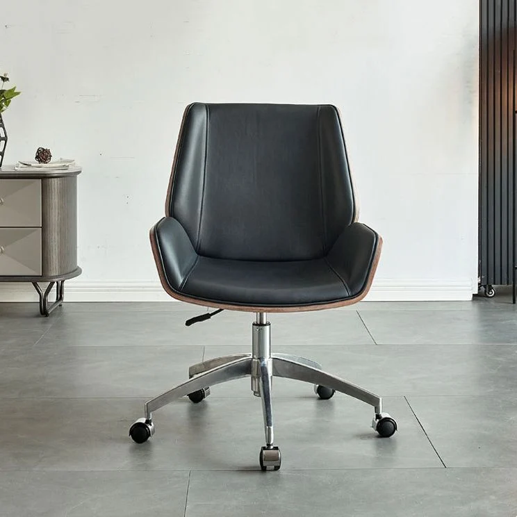 Chaise pivotante en cuir moderne, sans accoudoirs, hauteur de siège réglable, chaise de bureau avec roulettes Clearhalo