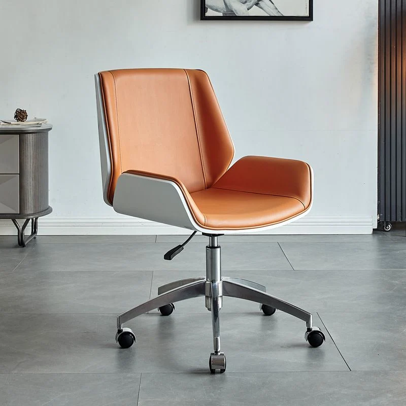 Chaise pivotante en cuir moderne, sans accoudoirs, hauteur de siège réglable, chaise de bureau avec roulettes Clearhalo