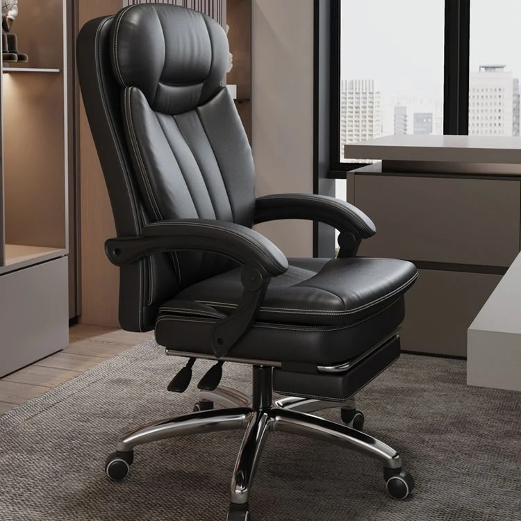 Chaise pivotante en cuir moderne, siège réglable en hauteur, chaise de bureau avec roulettes Clearhalo