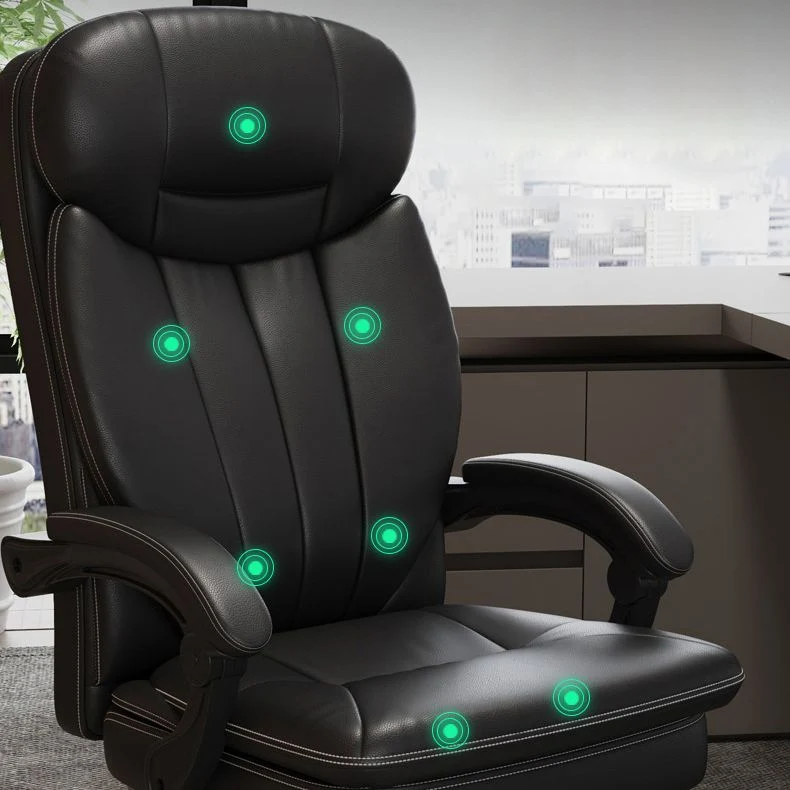 Chaise pivotante en cuir moderne, siège réglable en hauteur, chaise de bureau avec roulettes Clearhalo