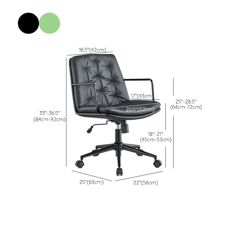Chaise pivotante à dossier moyen, chaise de bureau moderne en similicuir avec capitonnage Clearhalo