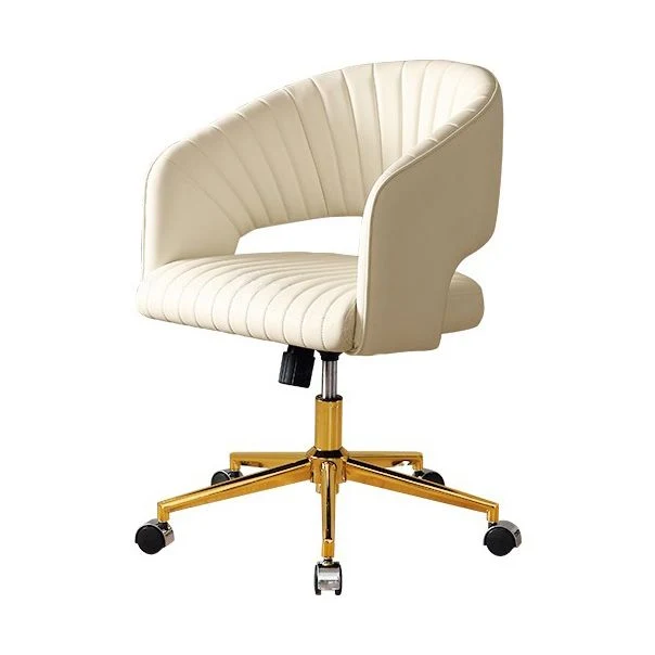 Chaise pivotante moderne blanche, siège réglable en hauteur, chaise de bureau avec roulettes Clearhalo