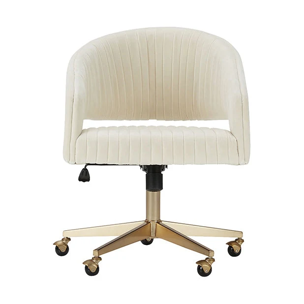 Chaise pivotante moderne blanche, siège réglable en hauteur, chaise de bureau avec roulettes Clearhalo