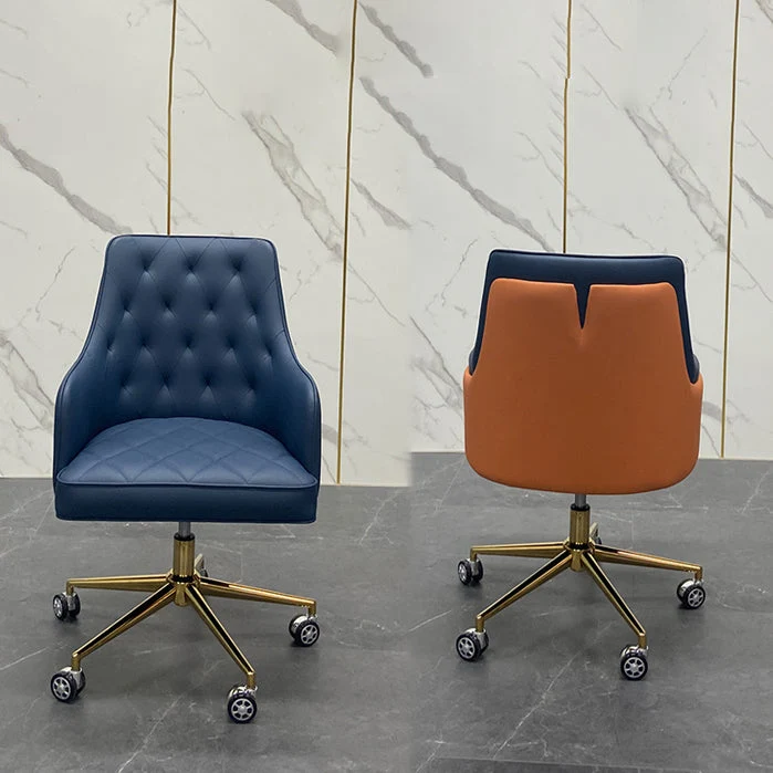 Chaise pivotante moderne à bras fixes, siège réglable en hauteur, chaise de bureau avec roulettes Clearhalo