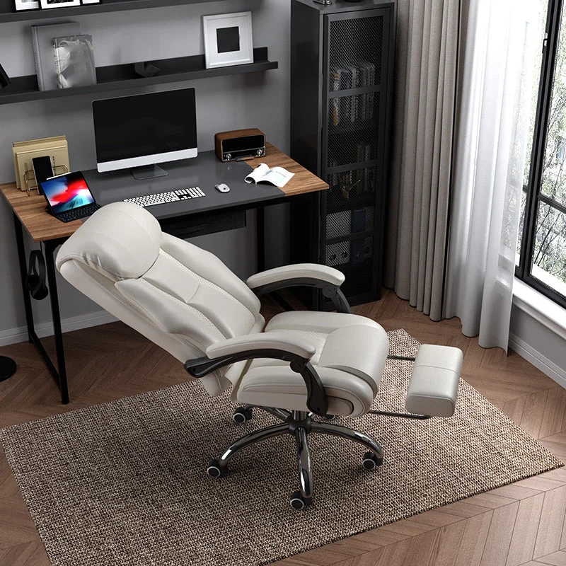 Chaise pivotante moderne en cuir, siège réglable en hauteur, chaise de bureau avec roulettes Clearhalo
