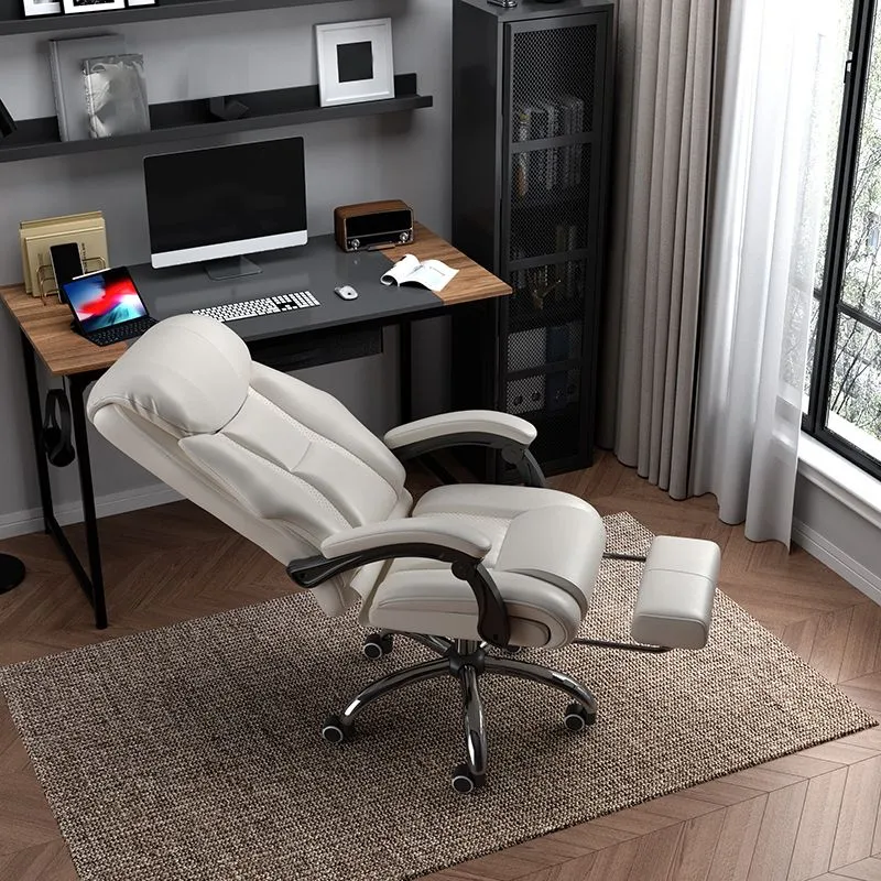 Chaise pivotante moderne en cuir, siège réglable en hauteur, chaise de bureau avec roulettes Clearhalo