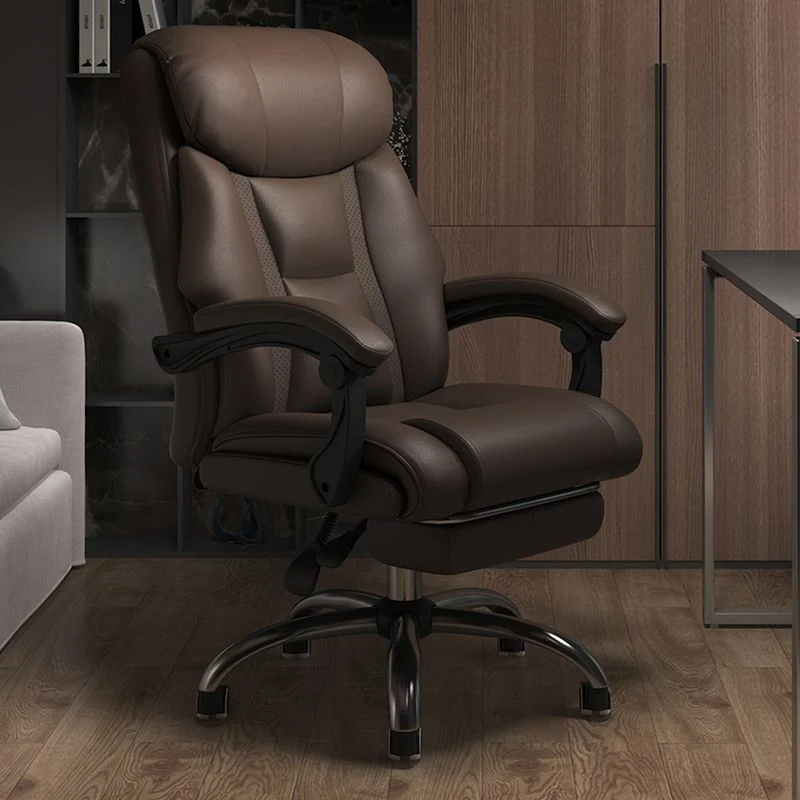 Chaise pivotante moderne en cuir, siège réglable en hauteur, chaise de bureau avec roulettes Clearhalo