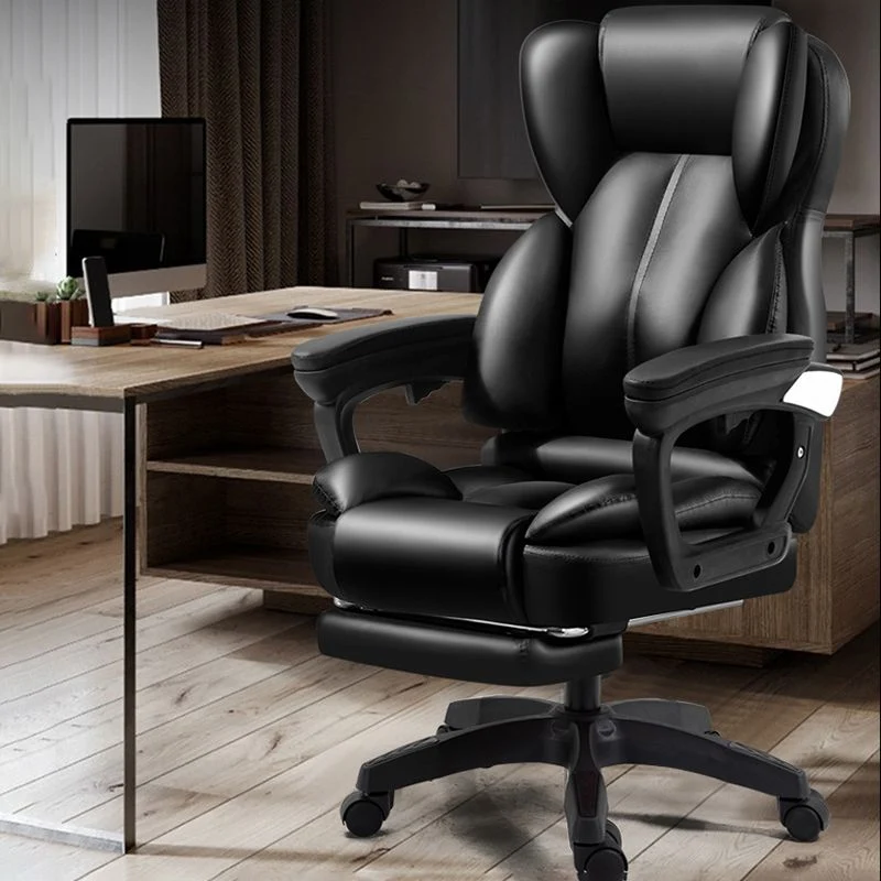 Chaise pivotante moderne, siège réglable en hauteur, chaise de bureau en simili cuir avec roulettes Clearhalo