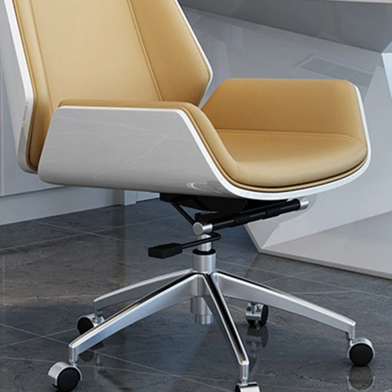 Chaise pivotante à roulettes contemporaine Chaise à dossier haut en simili cuir Clearhalo