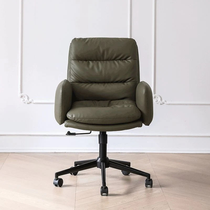 Chaise pivotante touffetée moderne, fauteuil de direction à dossier moyen en similicuir Clearhalo