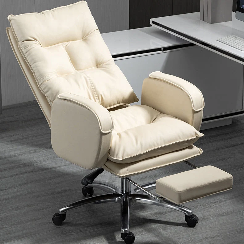 Chaise sans accoudoirs, chaise de bureau ergonomique en cuir moderne sans détresse avec roulettes Clearhalo