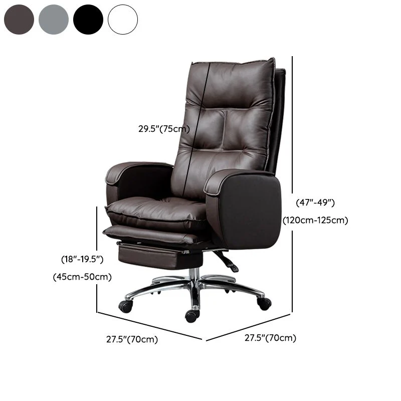 Chaise sans accoudoirs, chaise de bureau ergonomique en cuir moderne sans détresse avec roulettes Clearhalo