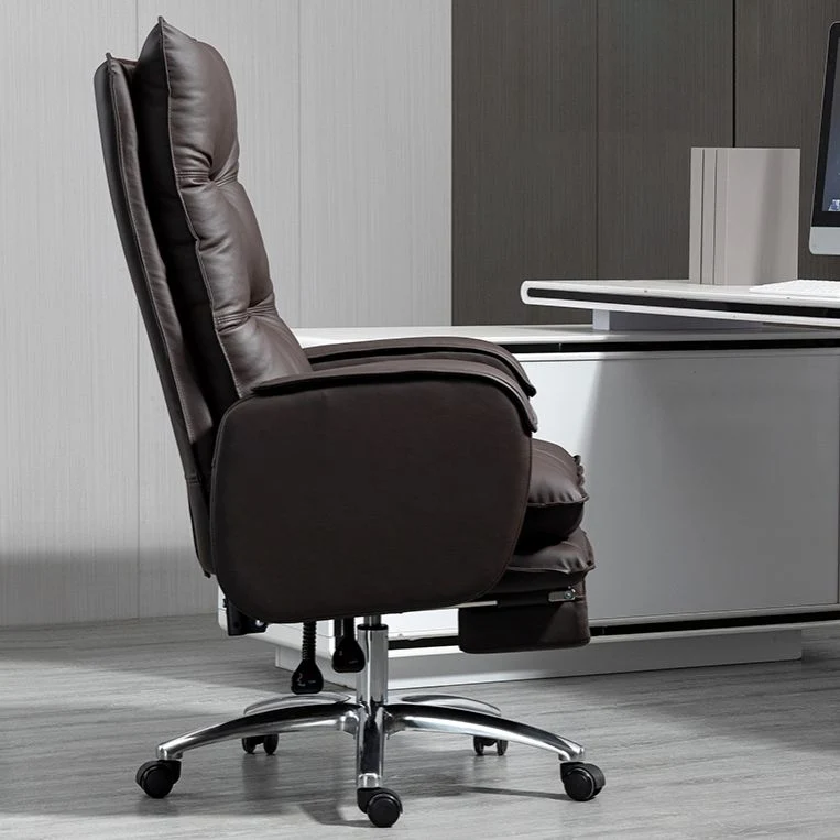 Chaise sans accoudoirs, chaise de bureau ergonomique en cuir moderne sans détresse avec roulettes Clearhalo