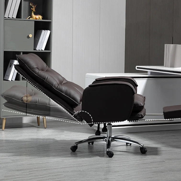 Chaise sans accoudoirs, chaise de bureau ergonomique en cuir moderne sans détresse avec roulettes Clearhalo