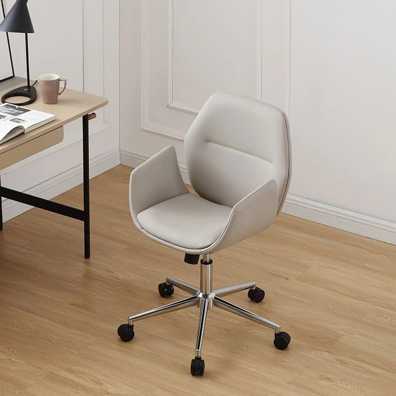 Chaise sans accoudoirs en cuir, chaise pivotante à hauteur de siège réglable avec roulettes Clearhalo