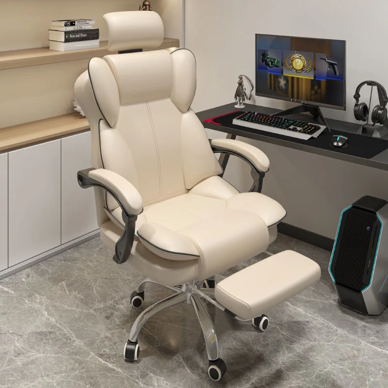 Chaise en simili cuir chaise moderne à accoudoirs rembourrés à dossier haut avec roues Clearhalo