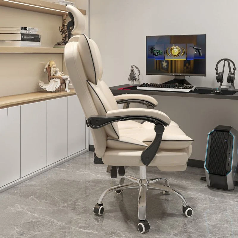 Chaise en simili cuir chaise moderne à accoudoirs rembourrés à dossier haut avec roues Clearhalo
