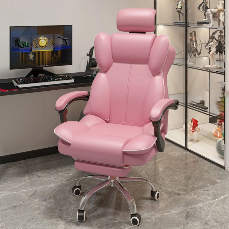 Chaise en simili cuir chaise moderne à accoudoirs rembourrés à dossier haut avec roues Clearhalo