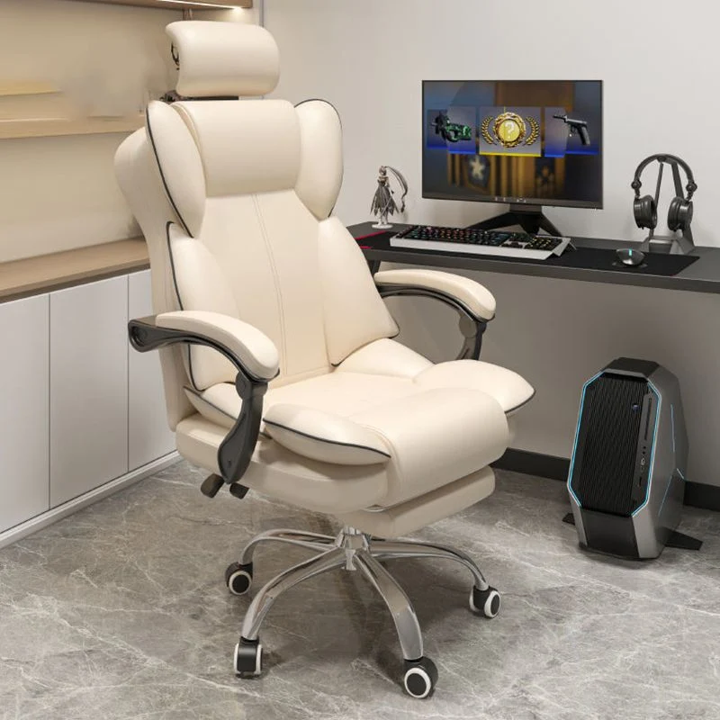 Chaise en simili cuir chaise moderne à accoudoirs rembourrés à dossier haut avec roues Clearhalo
