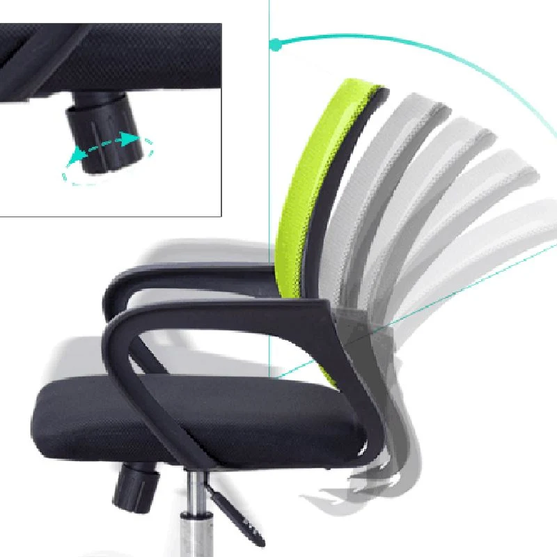 Chaise de travail à bras fixe, moderne, à dossier moyen, avec roulettes, pour le bureau Clearhalo
