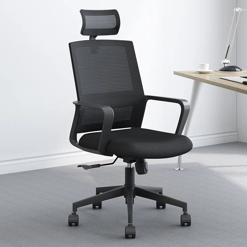 Chaise de travail à bras fixe en nylon respirable moderne de chaise de bureau de maille Clearhalo