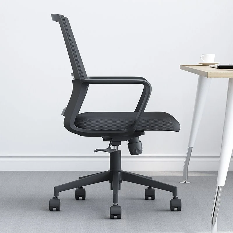 Chaise de travail à bras fixe en nylon respirable moderne de chaise de bureau de maille Clearhalo