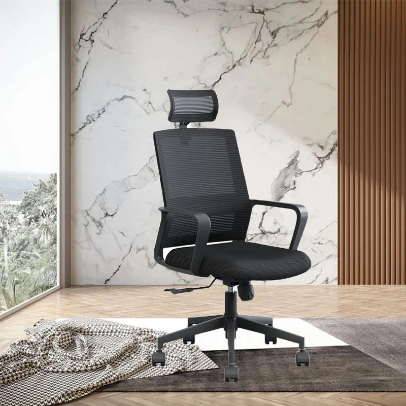 Chaise de travail à bras fixe en nylon respirable moderne de chaise de bureau de maille Clearhalo
