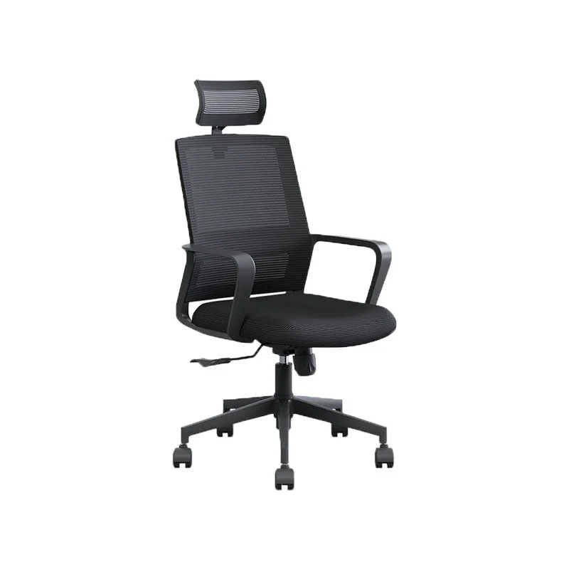 Chaise de travail à bras fixe en nylon respirable moderne de chaise de bureau de maille Clearhalo