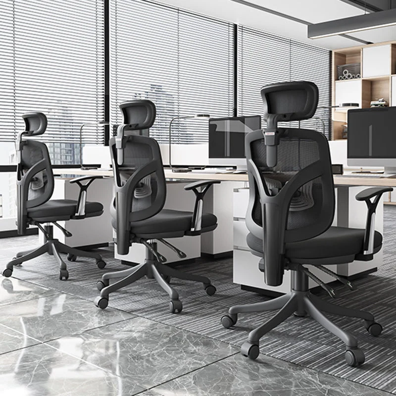 Chaise de travail à bras fixes moderne, chaise de bureau à dossier en maille pour bureau Clearhalo