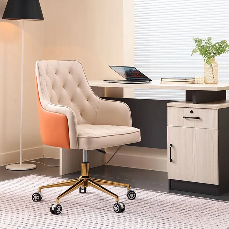 Chaise de travail capitonnée et rembourrée, chaise de bureau moderne en similicuir avec accoudoirs Clearhalo