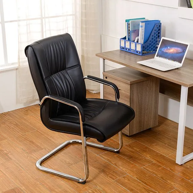 Chaise de travail contemporaine en cuir avec bras rembourrés, chaise de bureau pour bureau Clearhalo