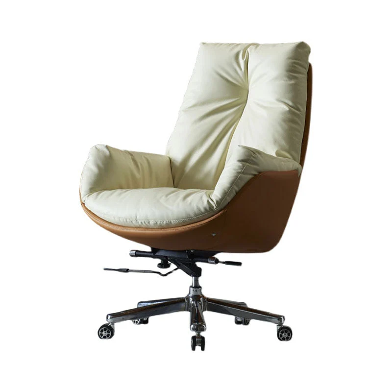 Chaise de travail à dossier moyen, cadre en acier inoxydable, chaise de bureau rembourrée avec roulettes Clearhalo