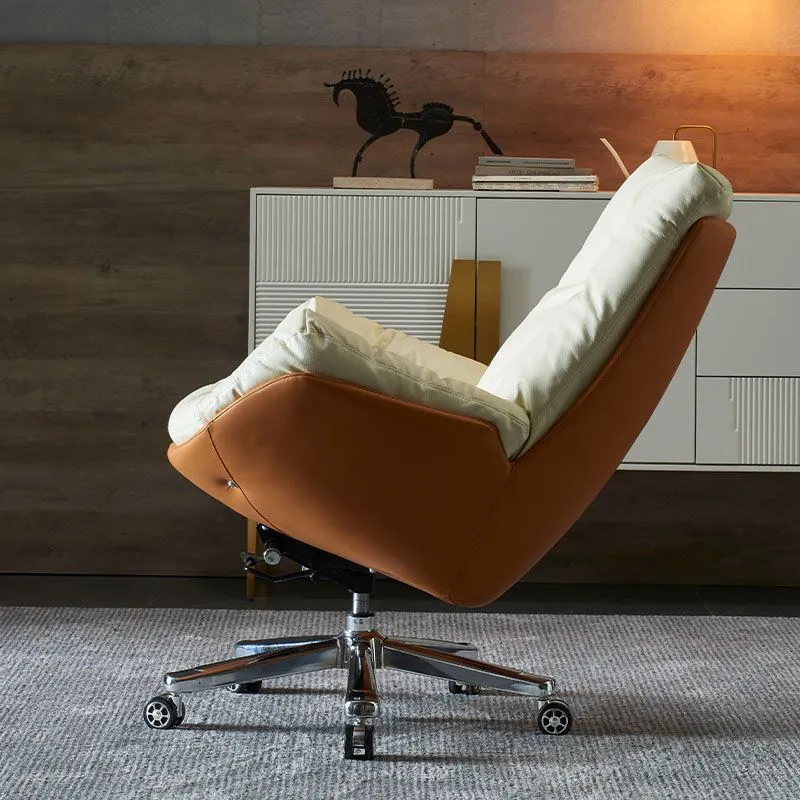 Chaise de travail à dossier moyen, cadre en acier inoxydable, chaise de bureau rembourrée avec roulettes Clearhalo