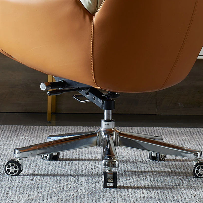 Chaise de travail à dossier moyen, cadre en acier inoxydable, chaise de bureau rembourrée avec roulettes Clearhalo