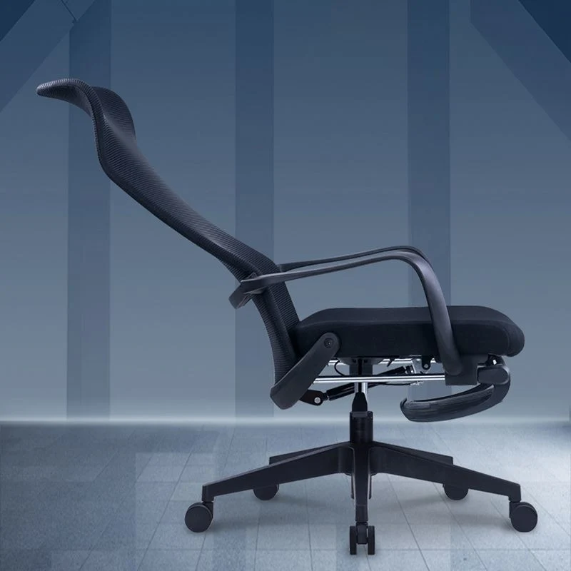 Chaise de travail ergonomique à dossier haut, chaise de bureau à bras fixes de style moderne Clearhalo