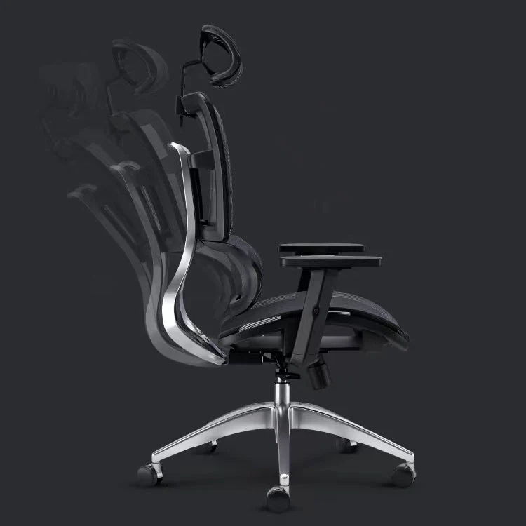 Chaise de travail ergonomique moderne en maille, chaise pivotante à bras réglables à dossier haut Clearhalo