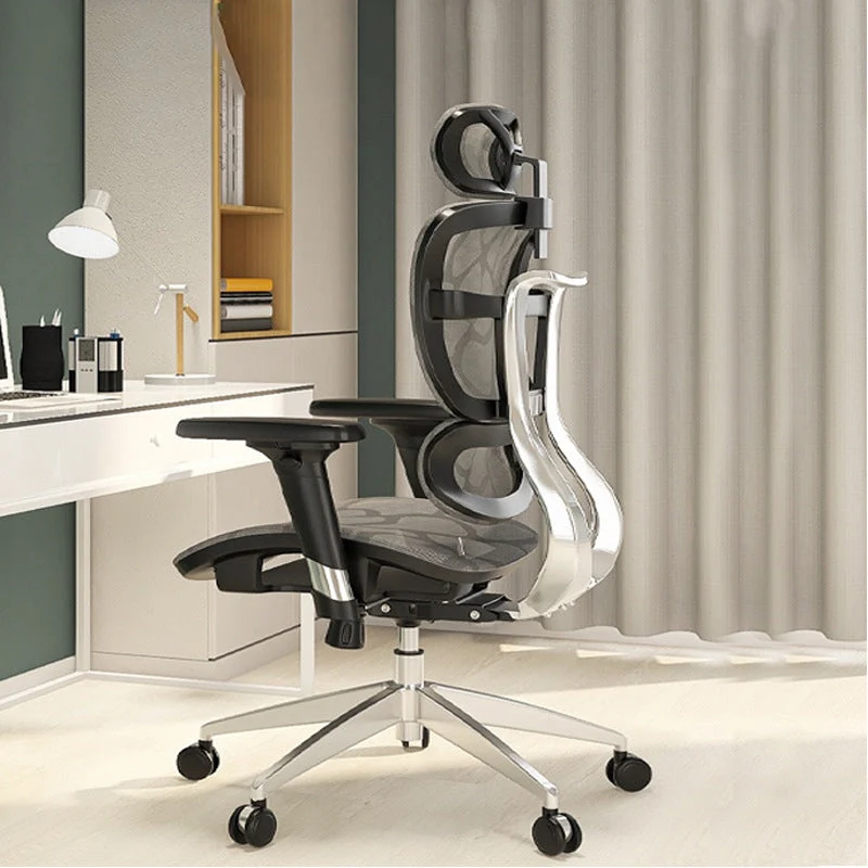 Chaise de travail ergonomique moderne en maille, chaise pivotante à bras réglables à dossier haut Clearhalo