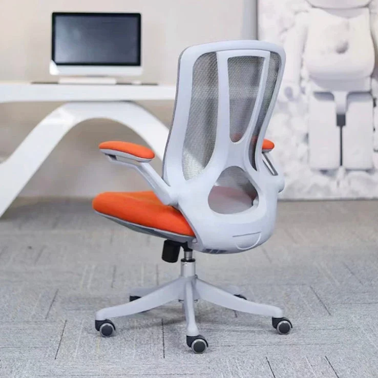 Chaise de travail ergonomique moderne en maille, chaise pivotante à bras rembourrés à dossier moyen Clearhalo