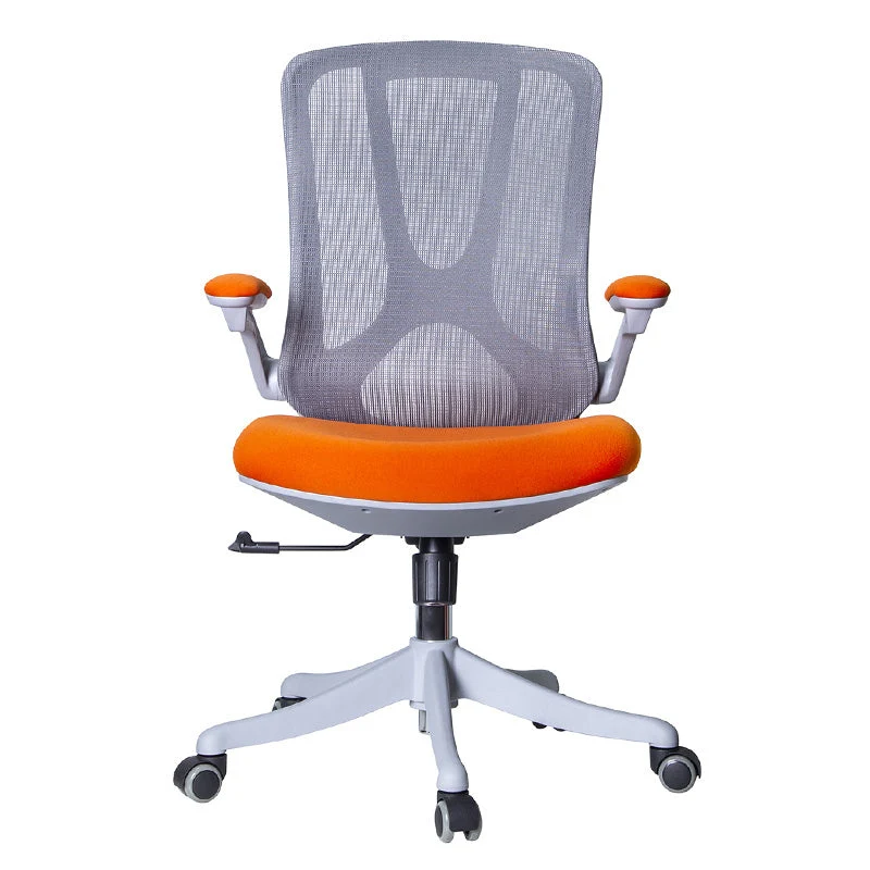Chaise de travail ergonomique moderne en maille, chaise pivotante à bras rembourrés à dossier moyen Clearhalo