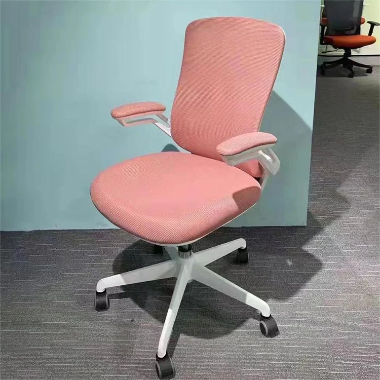 Chaise de travail ergonomique moderne en maille, chaise pivotante à bras rembourrés à dossier moyen Clearhalo